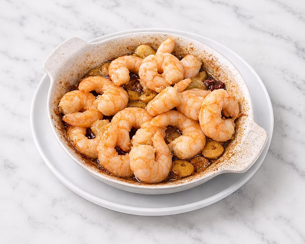 Grilled prawns on plate — professional food photography