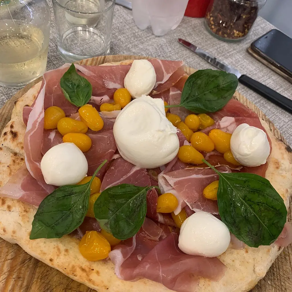Before: Artisan pizza with toppings — professional food photography